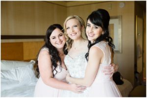 Bride getting ready at the Hilton Santa Clara